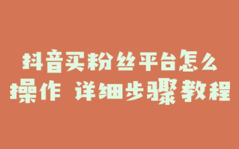 抖音买粉丝平台怎么操作 详细步骤教程