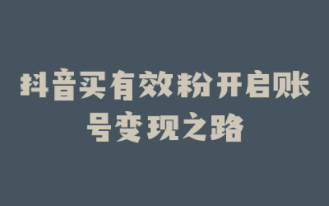 抖音买有效粉开启账号变现之路
