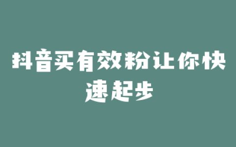 抖音买有效粉让你快速起步