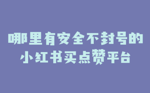 哪里有安全不封号的小红书买点赞平台
