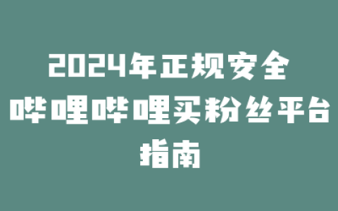2024年正规安全哔哩哔哩买粉丝平台指南