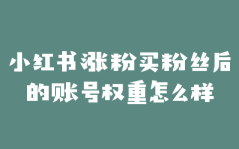 小红书涨粉买粉丝后的账号权重怎么样