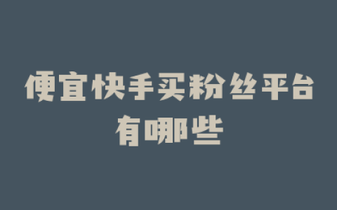便宜快手买粉丝平台有哪些
