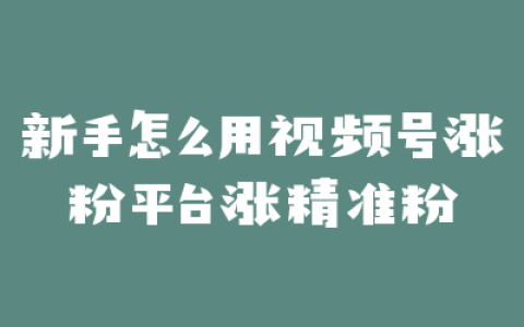 新手怎么用视频号涨粉平台涨精准粉