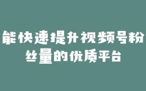 能快速提升视频号粉丝量的优质平台