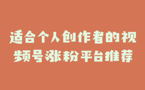 适合个人创作者的视频号涨粉平台推荐