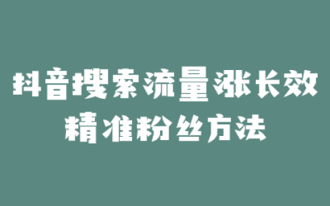 抖音搜索流量涨长效精准粉丝方法