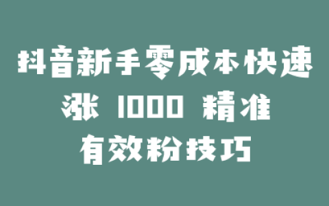 抖音新手零成本快速涨 1000 精准有效粉技巧