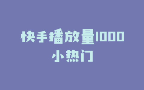 快手播放量1000小热门