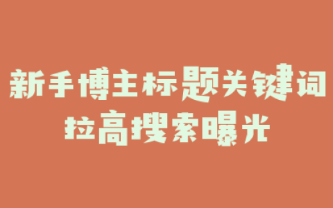新手博主标题关键词拉高搜索曝光