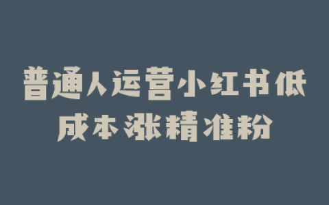 普通人运营小红书低成本涨精准粉