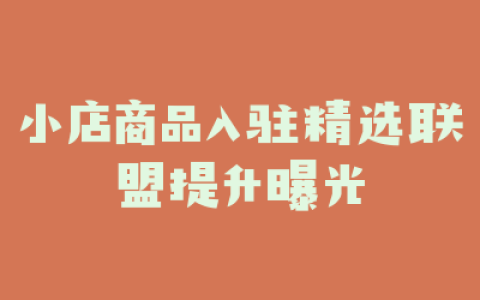 小店商品入驻精选联盟提升曝光