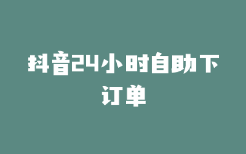 抖音24小时自助下订单