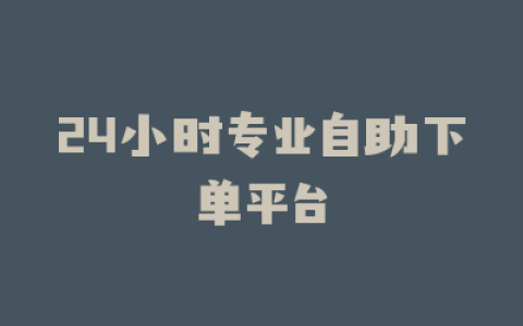 24小时专业自助下单平台