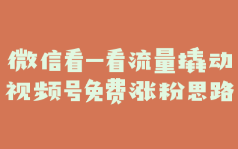 微信看一看流量撬动视频号免费涨粉思路