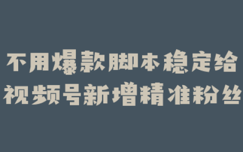 不用爆款脚本稳定给视频号新增精准粉丝
