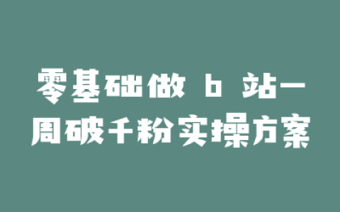 零基础做 b 站一周破千粉实操方案