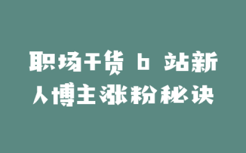 职场干货 b 站新人博主涨粉秘诀