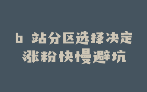 b 站分区选择决定涨粉快慢避坑