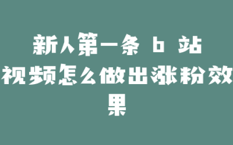 新人第一条 b 站视频怎么做出涨粉效果