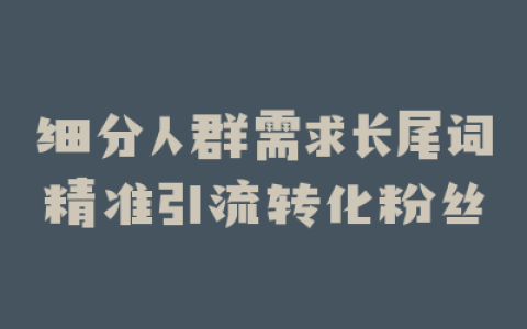 细分人群需求长尾词精准引流转化粉丝